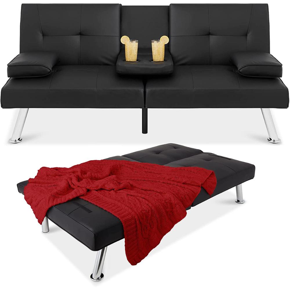 Futon Sofa Bed - Black: image 7