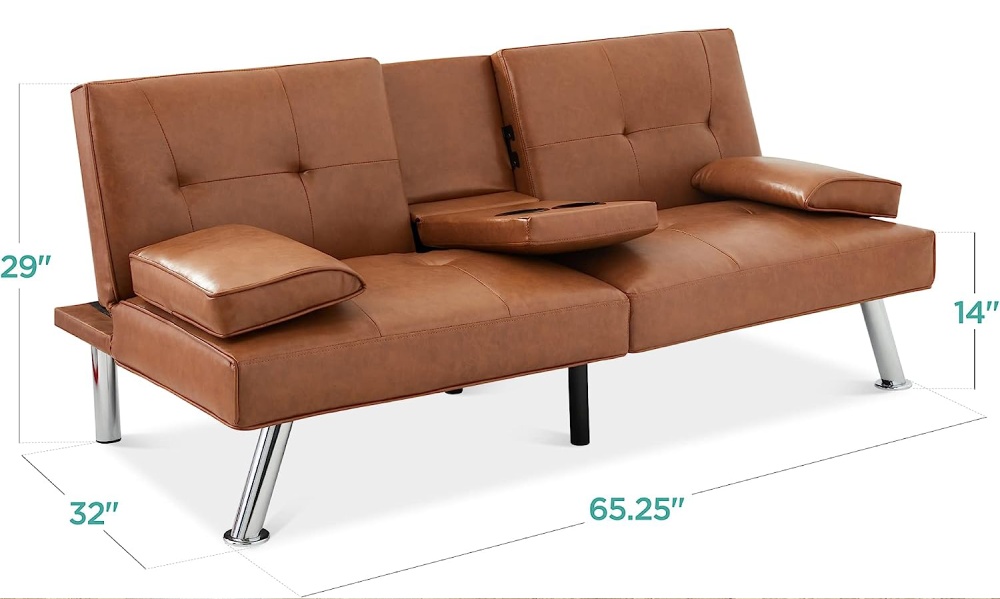 Futon Sofa Bed - Black: image 10
