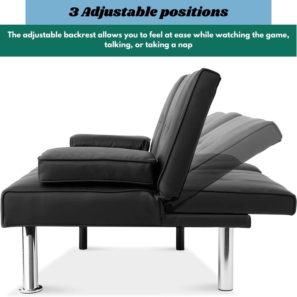 Futon Sofa Bed - Black: image 11