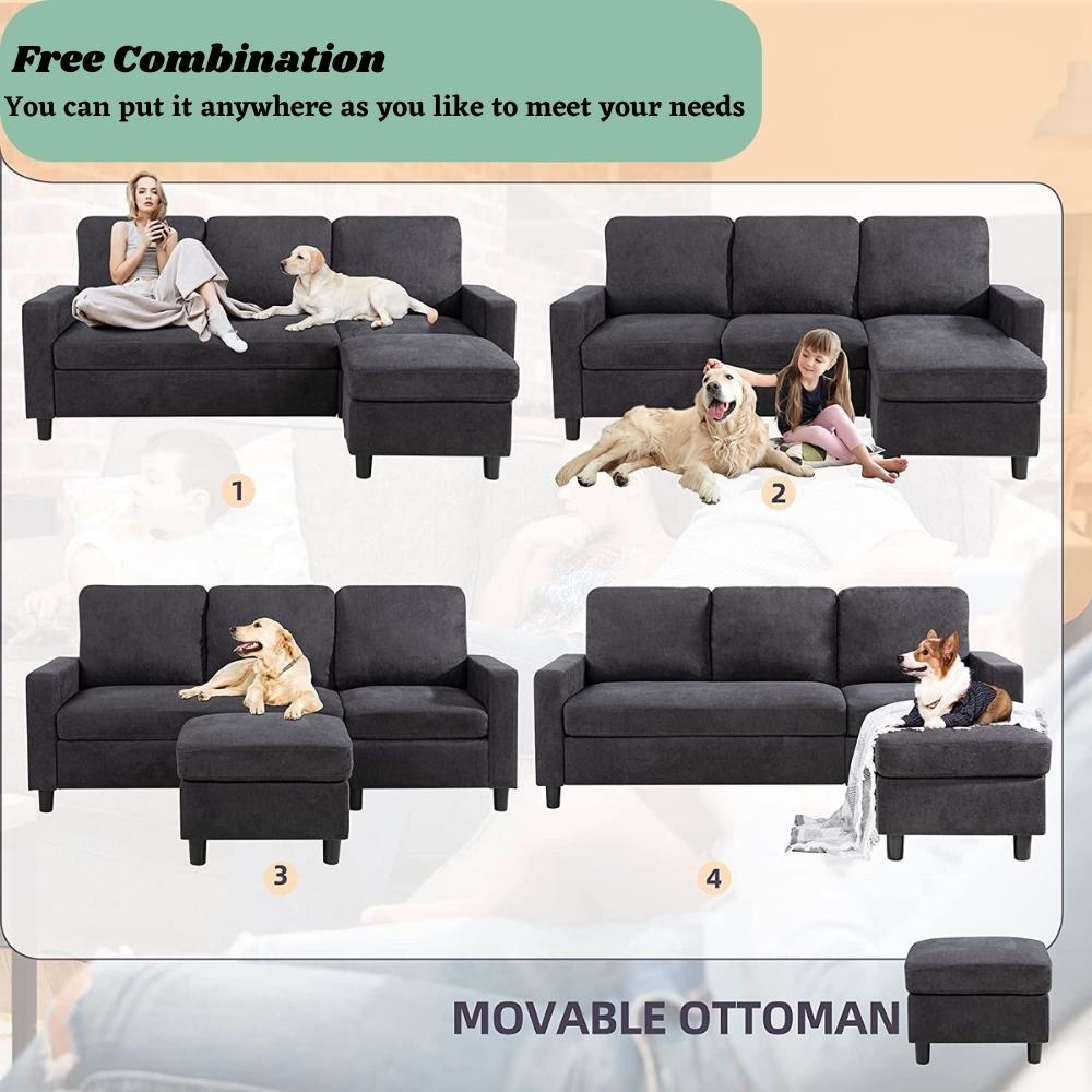 L-Shaped Couch - Dark Gray: image 2
