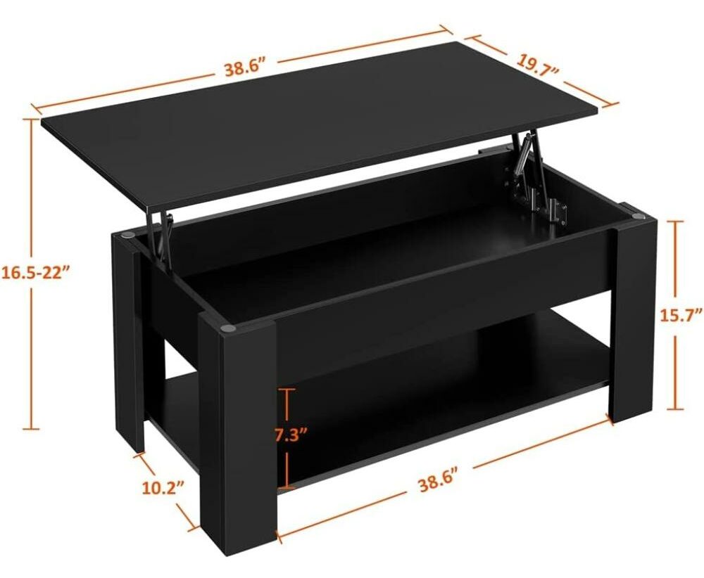 Lift Top Coffee Table - Black: image 3