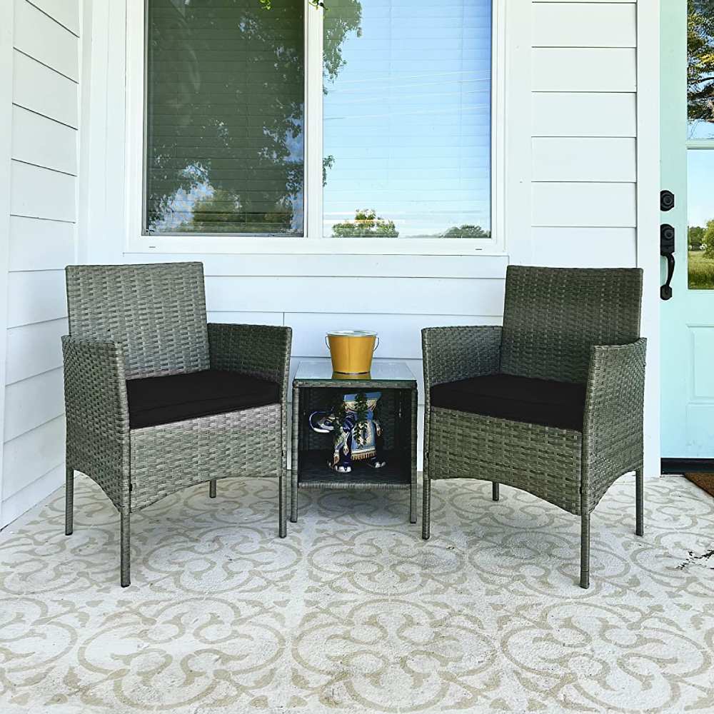 Outdoor Table and Chairs - Gray Black: image 1