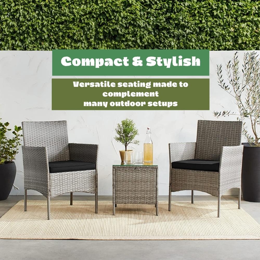 Outdoor Table and Chairs - Gray Black: image 9